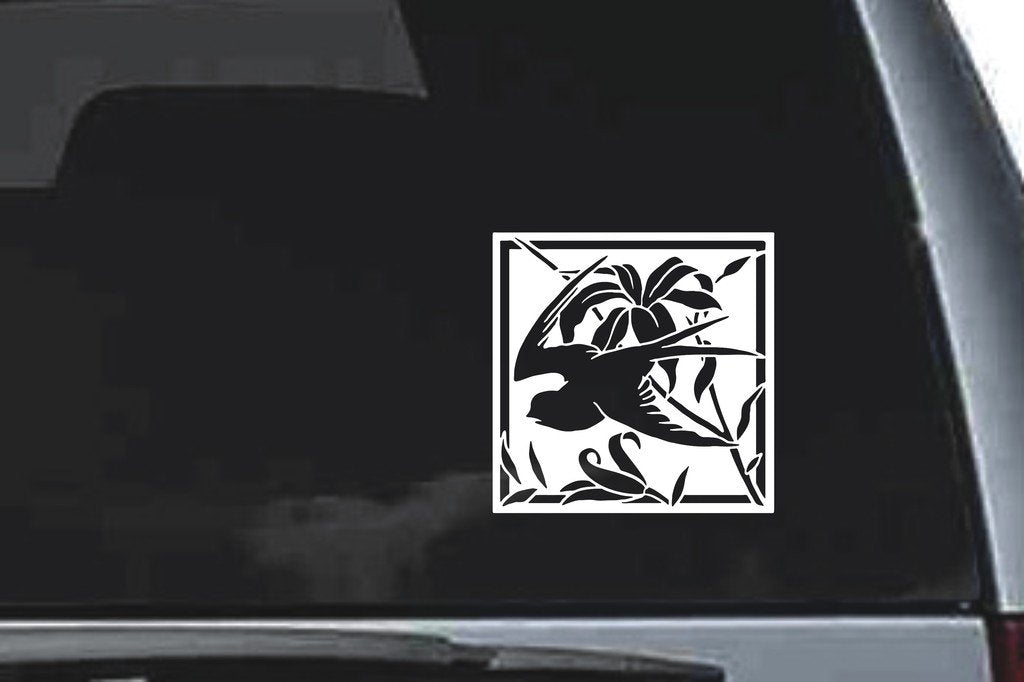 Picniva Leafy Square Panel Sty15 Vinyl Car Window Decal, Approx 5 in
