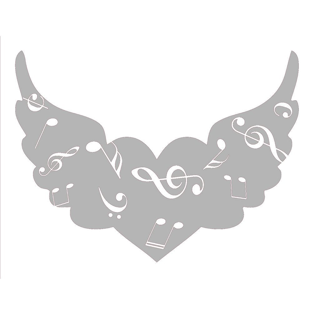 Picniva Angel Wings Heart Music Notes Wall Decal for Musicians