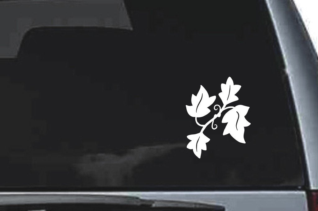 Picniva Lobed Leaf Branch Design61 Vinyl Car Window Decal, Approx 5 in