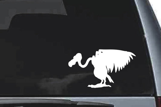 Picniva Buzzard Holding Snake White Vinyl Car Window Decal, Approx 5 in