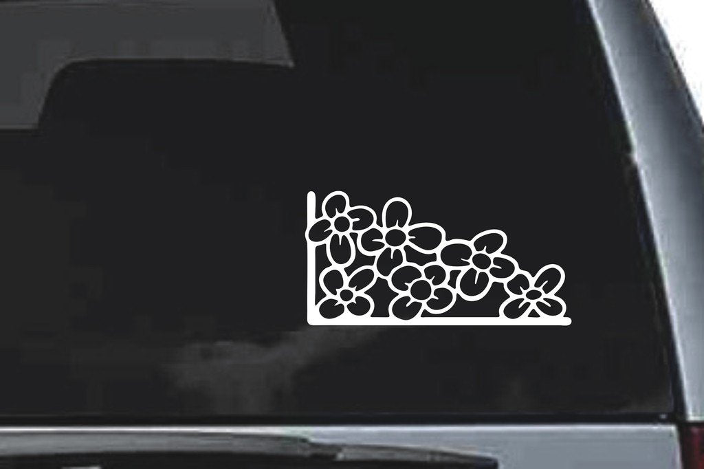 Picniva Floral Corner Sty1 Vinyl Car Window Decal, Approx 5 in