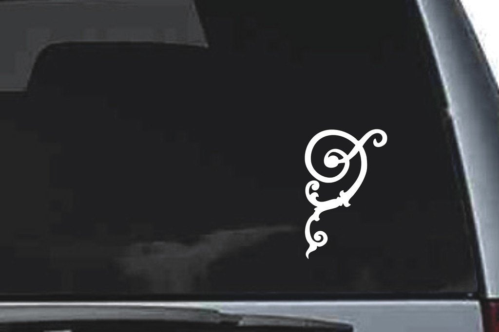 Picniva Looped Floral Scroll Design5 Vinyl Car Window Decal, Approx 5 in