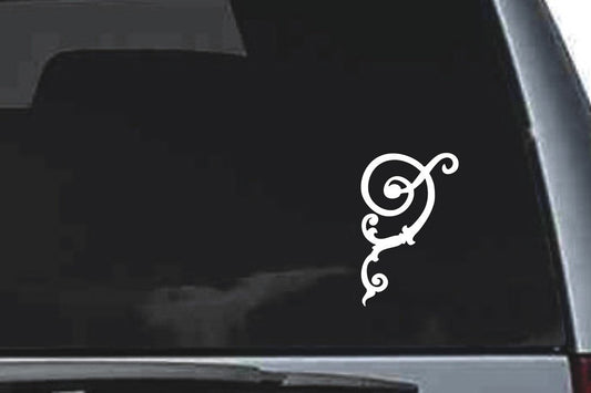 Picniva Looped Floral Scroll Design5 Vinyl Car Window Decal, Approx 5 in