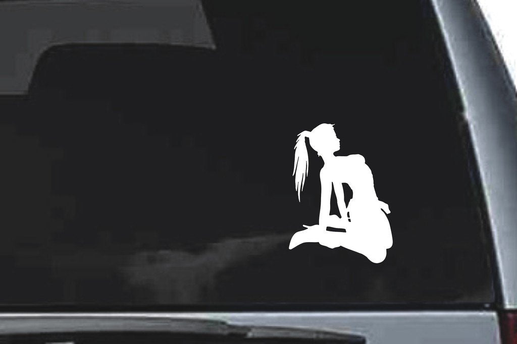 Picniva Girl Sty4 Vinyl Car Window Decal, Approx 5 in