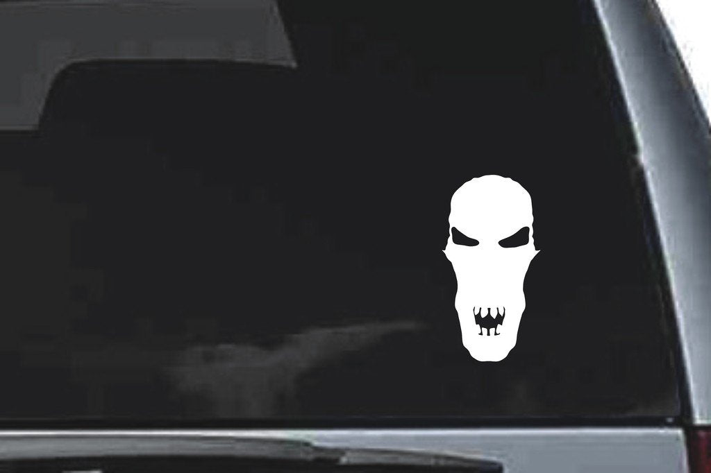 Picniva Skull Sty7a Vinyl Car Window Decal, Approx 5 in