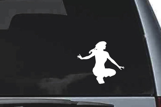 Picniva Squatting Figure Sty1 Vinyl Car Window Decal, Approx 5 in