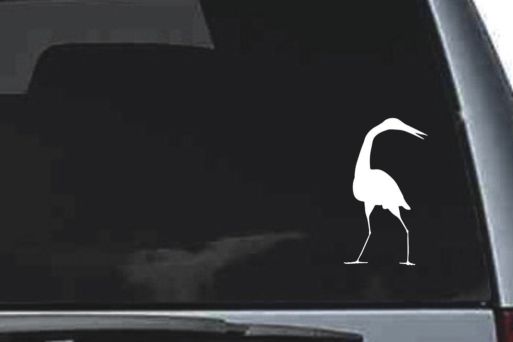 Picniva Egret Sty2 Vinyl Car Window Decal, Approx 5 in