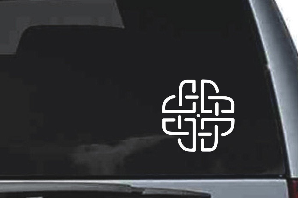 Picniva Square Endless Knot Sty103 Vinyl Car Window Decal, Approx 5 in