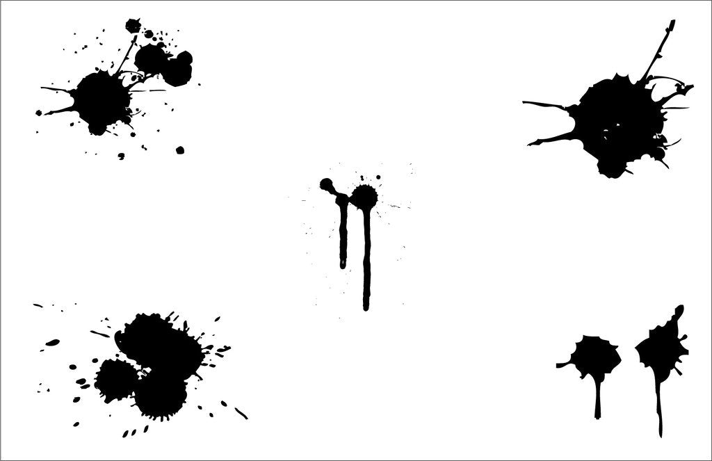 Picniva Paint Splash Mix Wall Decals, Black, 10 in Height, DOTPR15A