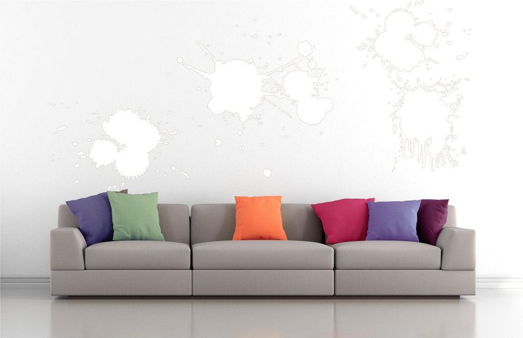 Picniva Paint Splashes Wall Decals, White, 10 in Height, DOTPR08A