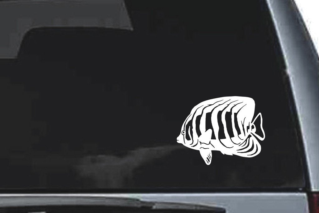 Picniva Angelfish Sty1 Vinyl Car Window Decal, Approx 5 in