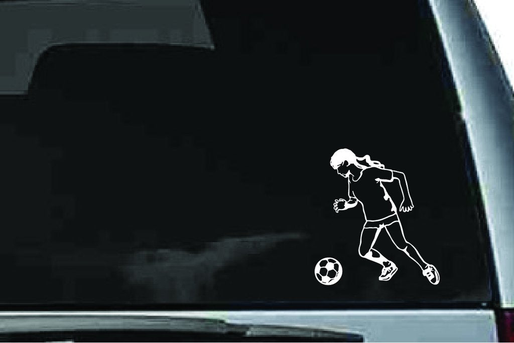 Picniva Soccer Girl Sty43 Vinyl Car Window Decal, Approx 5 in