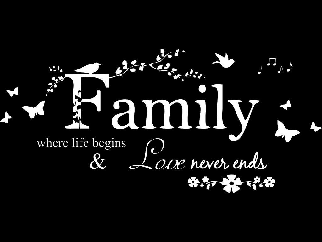 Picniva Family Quote Lettering Vinyl Wall Decal, White, 31 x 14 inches