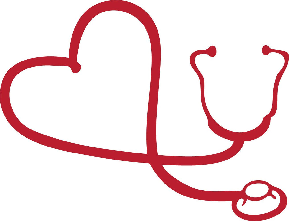 Decaltor Heart Stethoscope Vinyl Decal for Car Window Laptop, 6 in