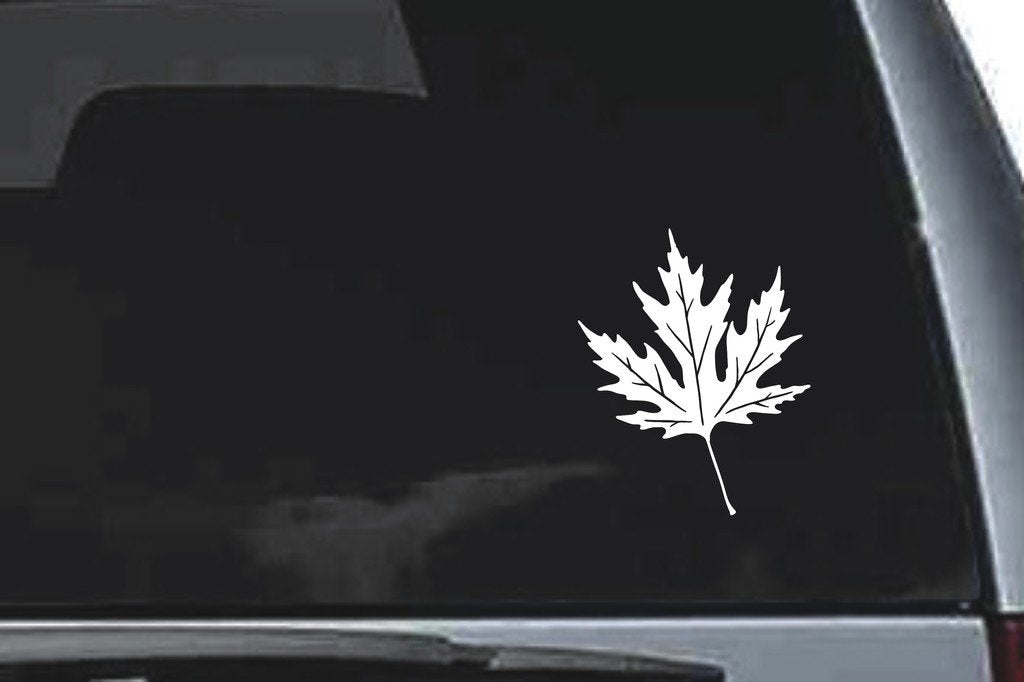 Picniva Detailed Maple Leaf Sty8 Vinyl Car Window Decal, Approx 5 in