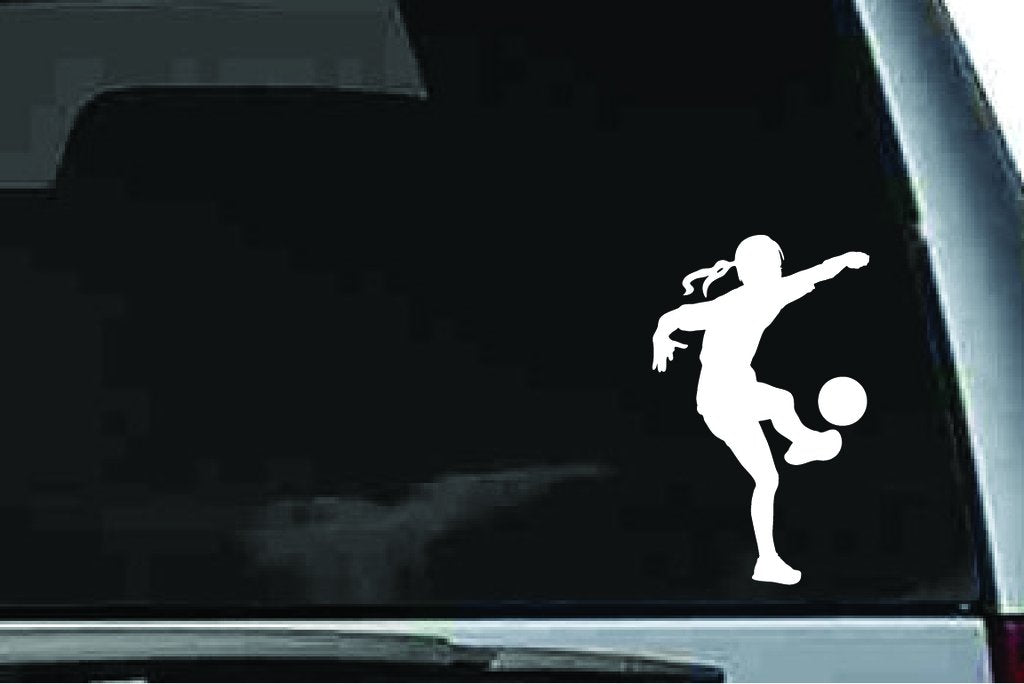 Picniva Soccer Girl Sty51a Vinyl Car Window Decal, Approx 5 in
