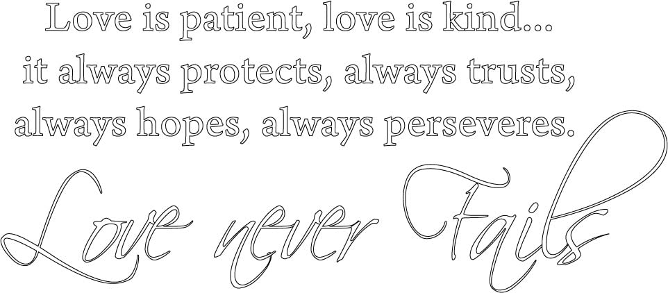Picniva Love Is Patient Scripture Vinyl Wall Decal, White, 30 x 13 in