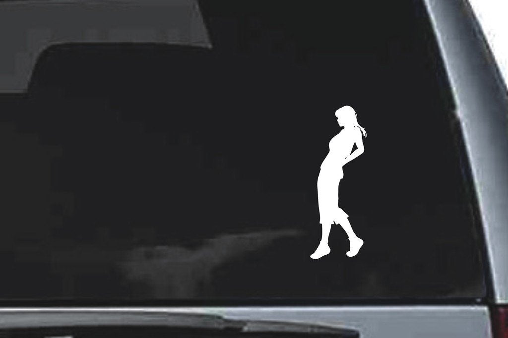 Picniva Leaning Figure Sty1 Vinyl Car Window Decal, Approx 5 in