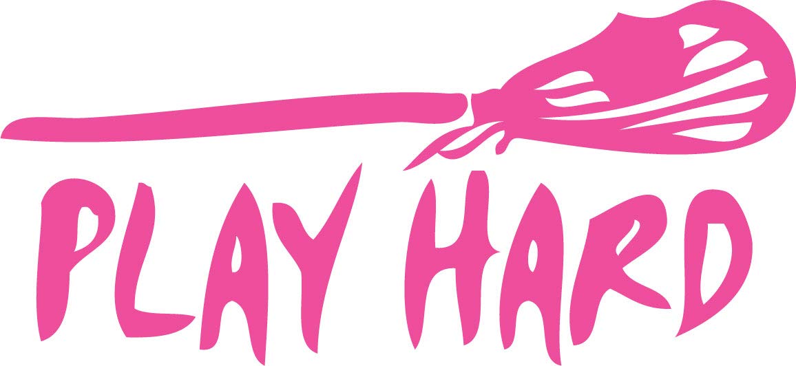 Decaltor Play Hard Lacrosse Vinyl Decal, 5 in, Car Window Sticker