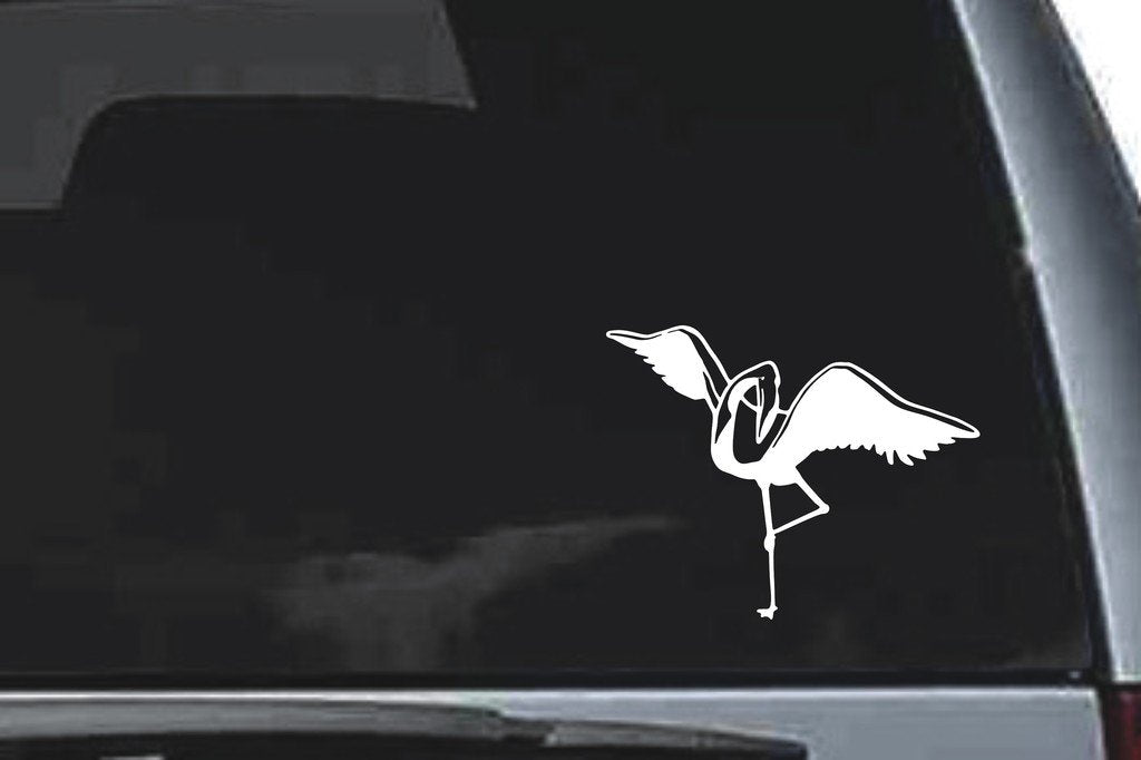 Picniva Flamingo Sty1 Vinyl Car Window Decal, Approx 5 in