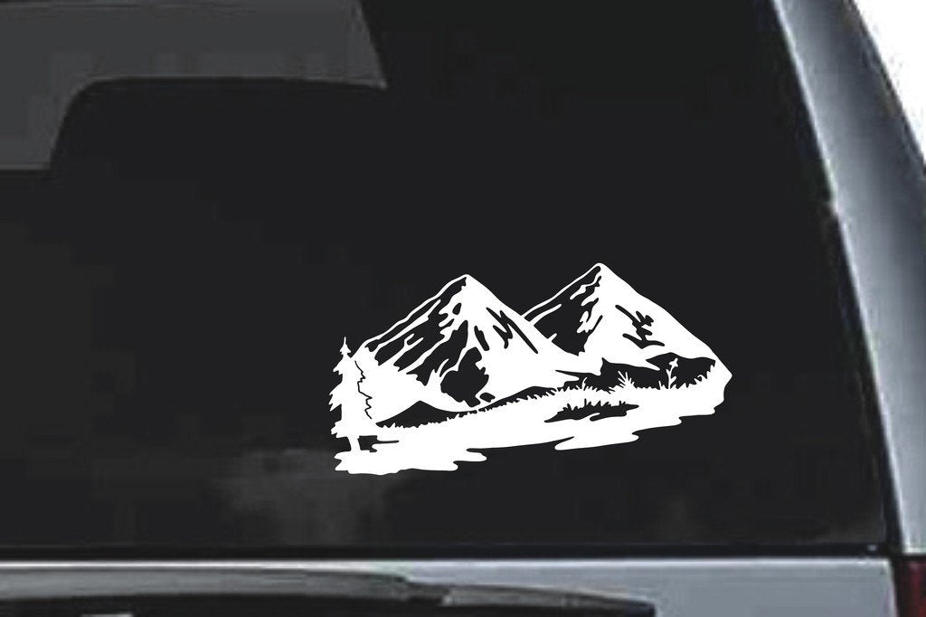 Picniva Mountain Sty5 Vinyl Car Window Decal, Approx 5 in