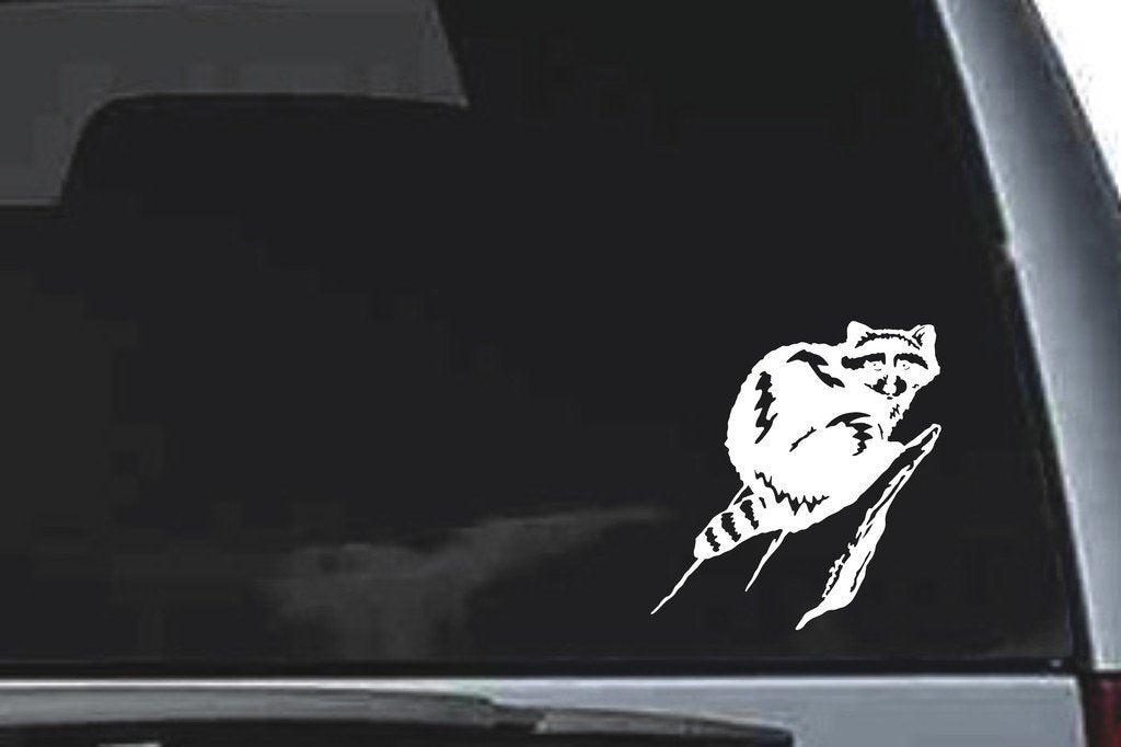 Picniva Raccoon Sty3 Vinyl Car Window Decal, Approx 5 in