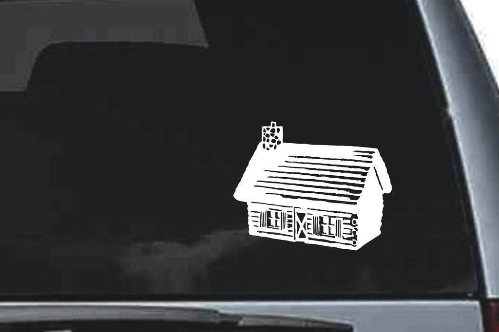 Picniva Log Cabin Sty2 Vinyl Car Window Decal, Approx 5 in