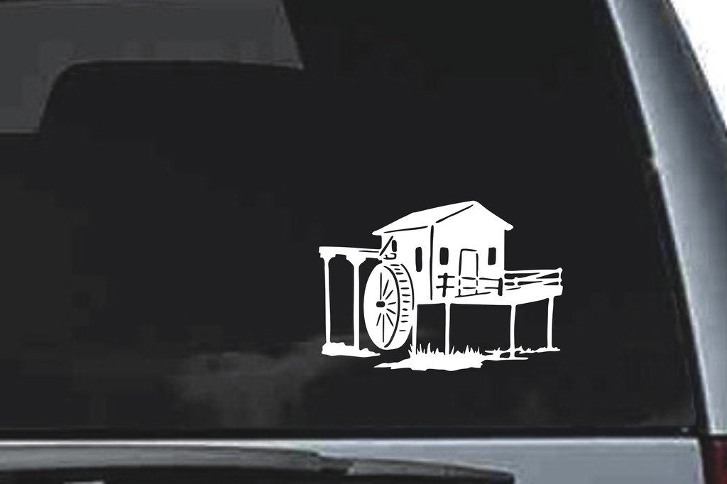 Picniva Waterwheel Vinyl Car Window Decal, Approx 5 in