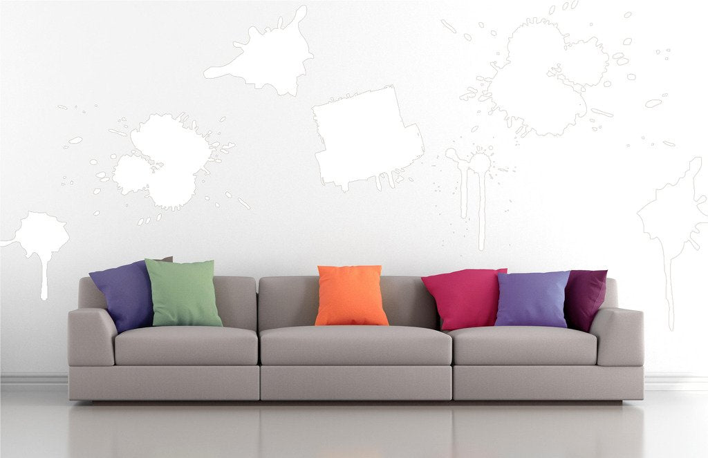 Picniva Drips Brushstroke Wall Decals, White, 10 in Height, DOTPR13A