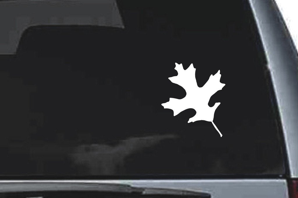 Picniva Pointed Oak Leaf Design127 Vinyl Car Window Decal, Approx 5 in
