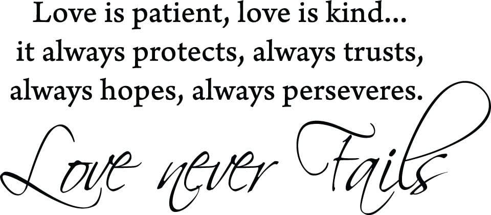 Picniva Love Is Patient Scripture Vinyl Wall Decal, Black, 30 x 13 in
