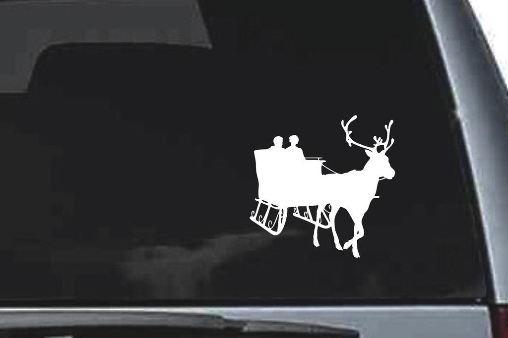 Picniva Reindeer Sty1a Vinyl Car Window Decal, Approx 5 in