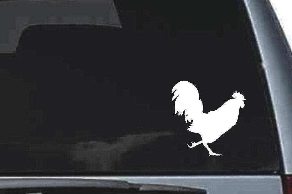 Picniva Rooster Sty6a Vinyl Car Window Decal, Approx 5 in