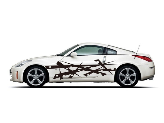 Picniva sty102 Racing Car Body Side Stripes Sticker Decal 2 Pcs