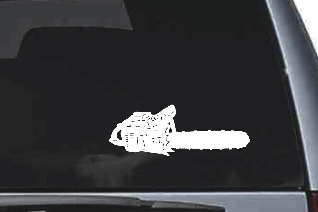 Picniva Chainsaw Sty1 Vinyl Car Window Decal, Approx 5 in