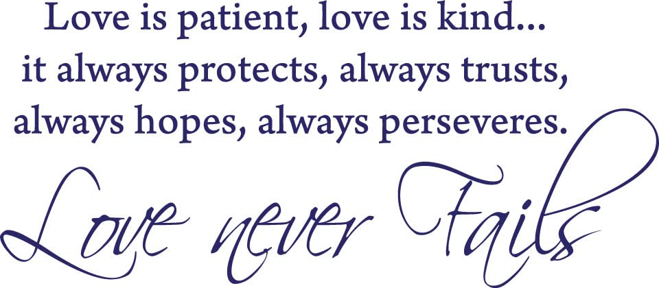 Picniva Love Is Patient Scripture Vinyl Wall Decal, Purple, 22 x 10 in