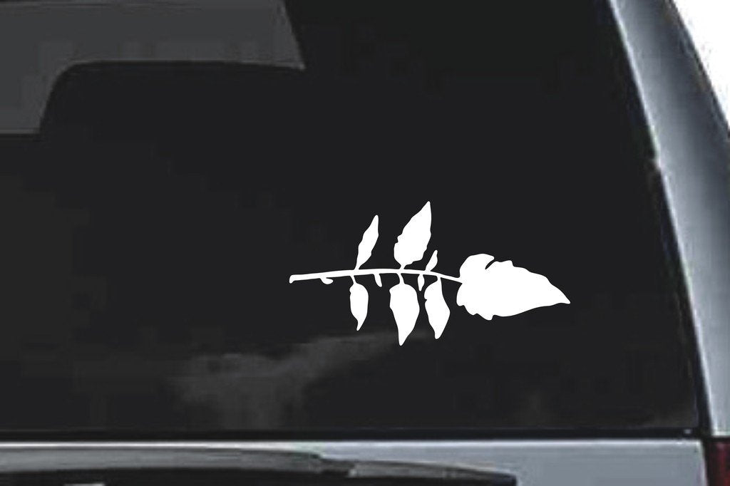 Picniva Horizontal Leaf Sprig Design52 Vinyl Car Window Decal, Approx 5 in