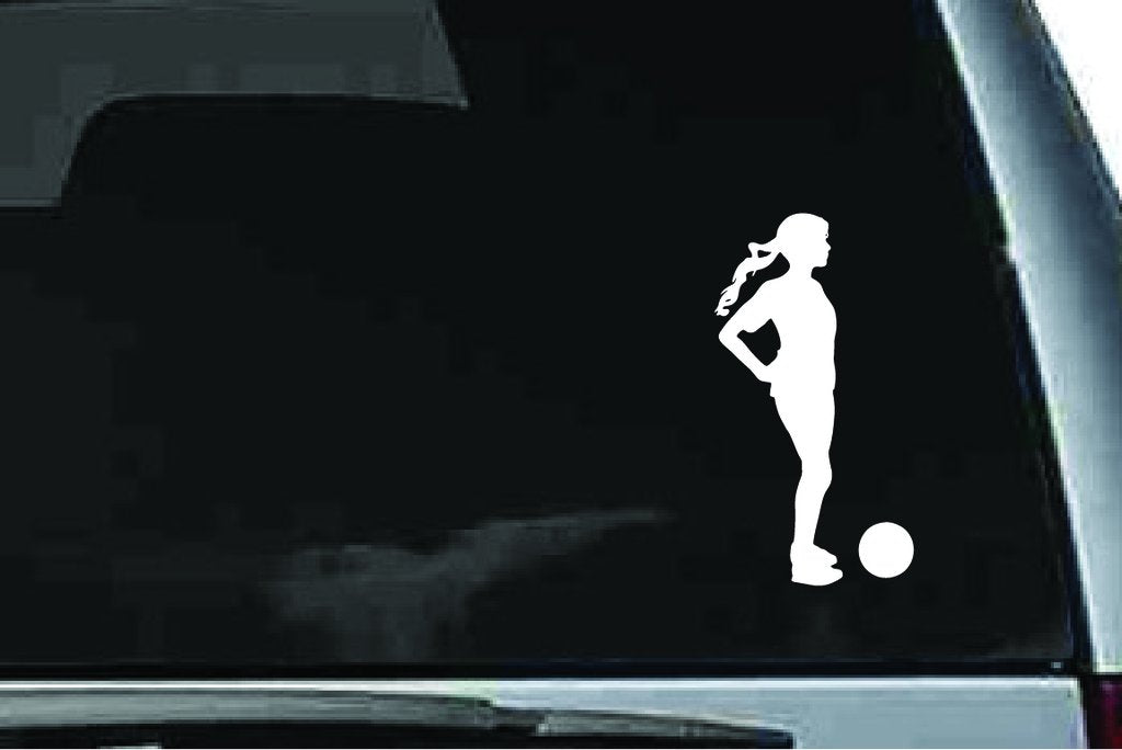 Picniva Soccer Girl Sty45a Vinyl Car Window Decal, Approx 5 in