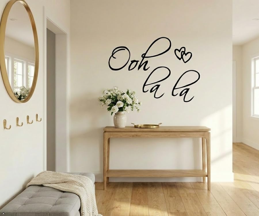 Picniva Ooh Lala Hearts French Quote Wall Decal, Overlapping Outline Motif