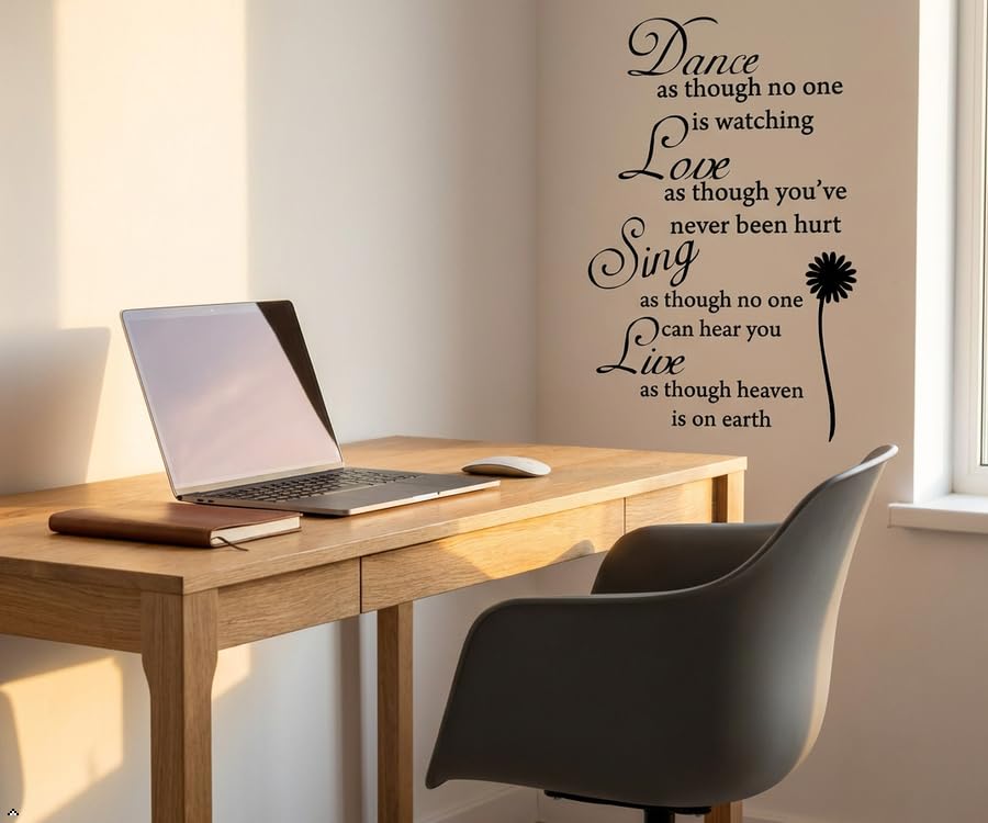 Picniva Dance Love Sing Live Wall Decal, Black, Size 15 x 23
