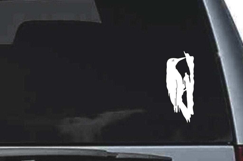 Picniva Woodpecker Sty2 Vinyl Car Window Decal, Approx 5 in