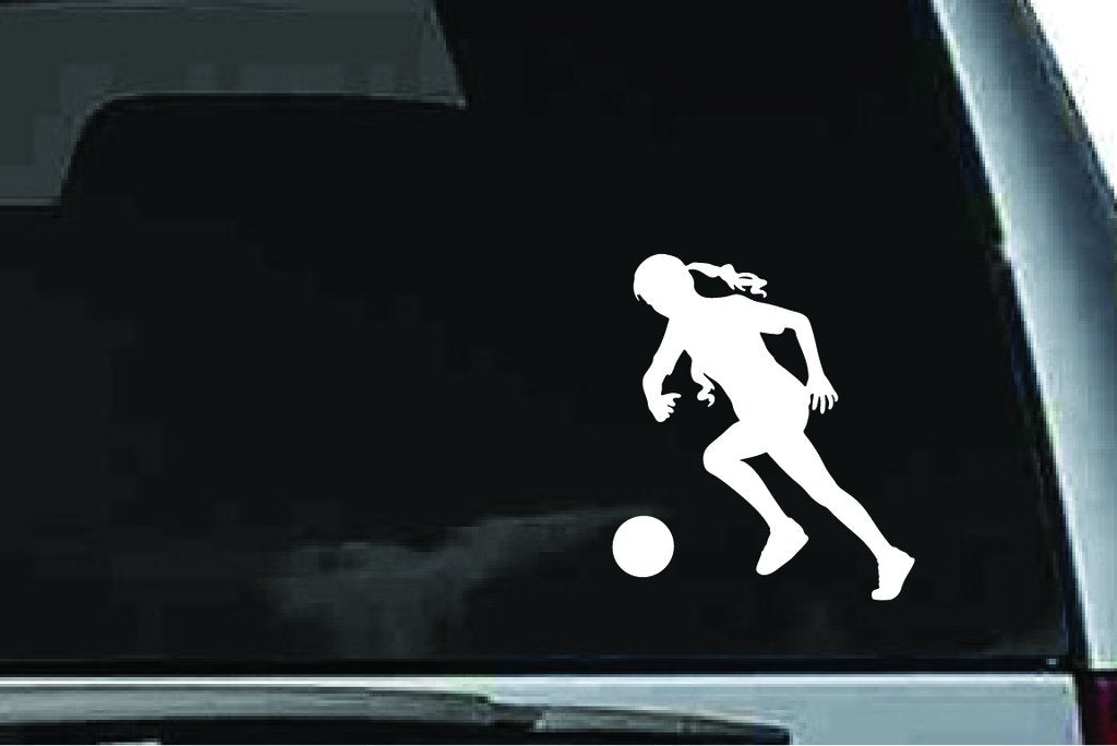 Picniva Soccer Girl Sty37a Vinyl Car Window Decal, Approx 5 in