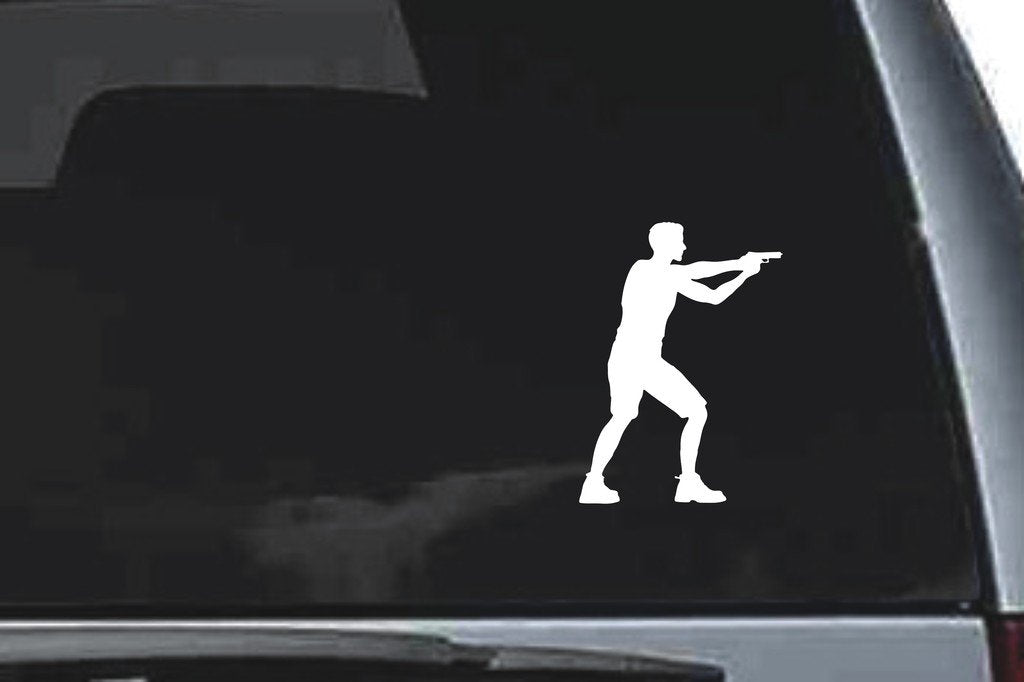 Picniva Pistol Shooter Vinyl Car Window Decal, Approx 5 in