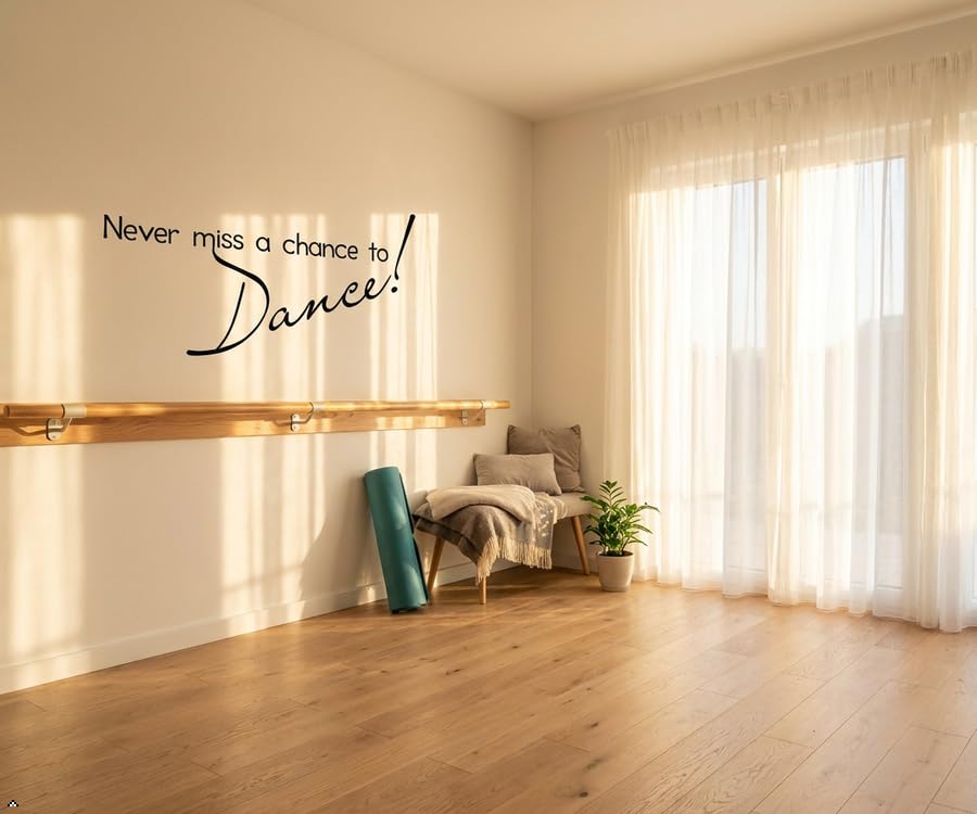 Picniva Never Miss a Chance to Dance Decal, Inspirational Script Quote Art