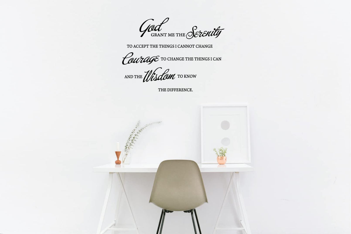 Picniva Serenity Prayer Vinyl Lettering Wall Decal, Black, 15 x 22 inches