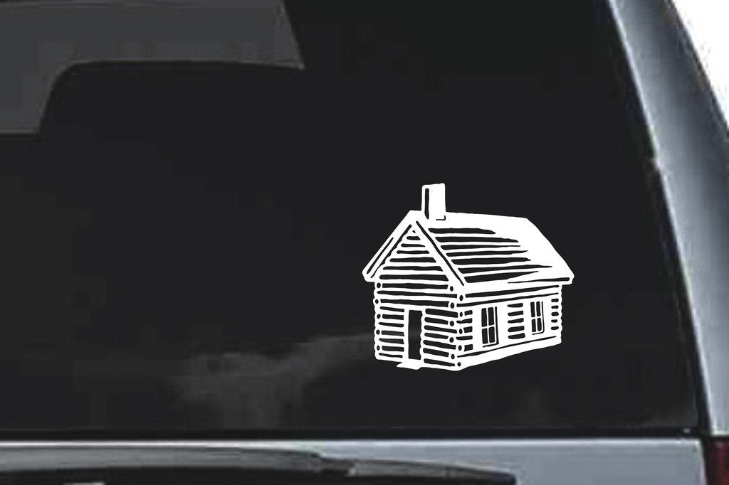 Picniva Log Cabin Sty3 Vinyl Car Window Decal, Approx 5 in