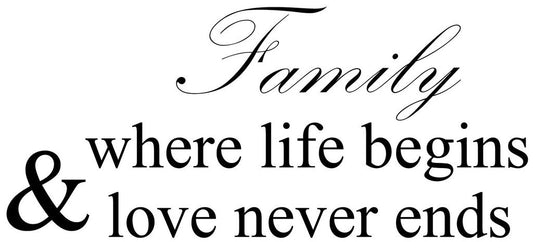 Picniva Family Where Life Begins Household Quote Vinyl Wall Decal Decor Art - Color: family where life begins
