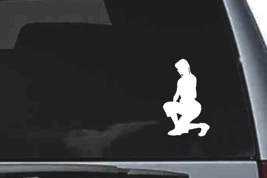 Picniva Kneeling Sty9 Vinyl Car Window Decal, Approx 5 in
