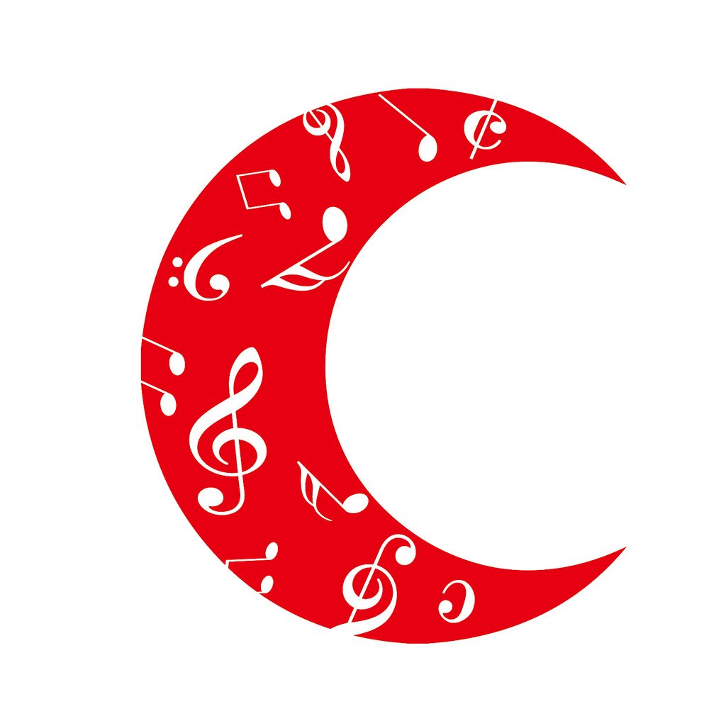 Picniva Crescent Moon Music Notes Wall Decal for Musicians