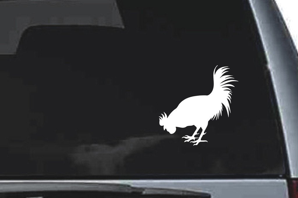 Picniva Rooster Sty1 Vinyl Car Window Decal, Approx 5 in